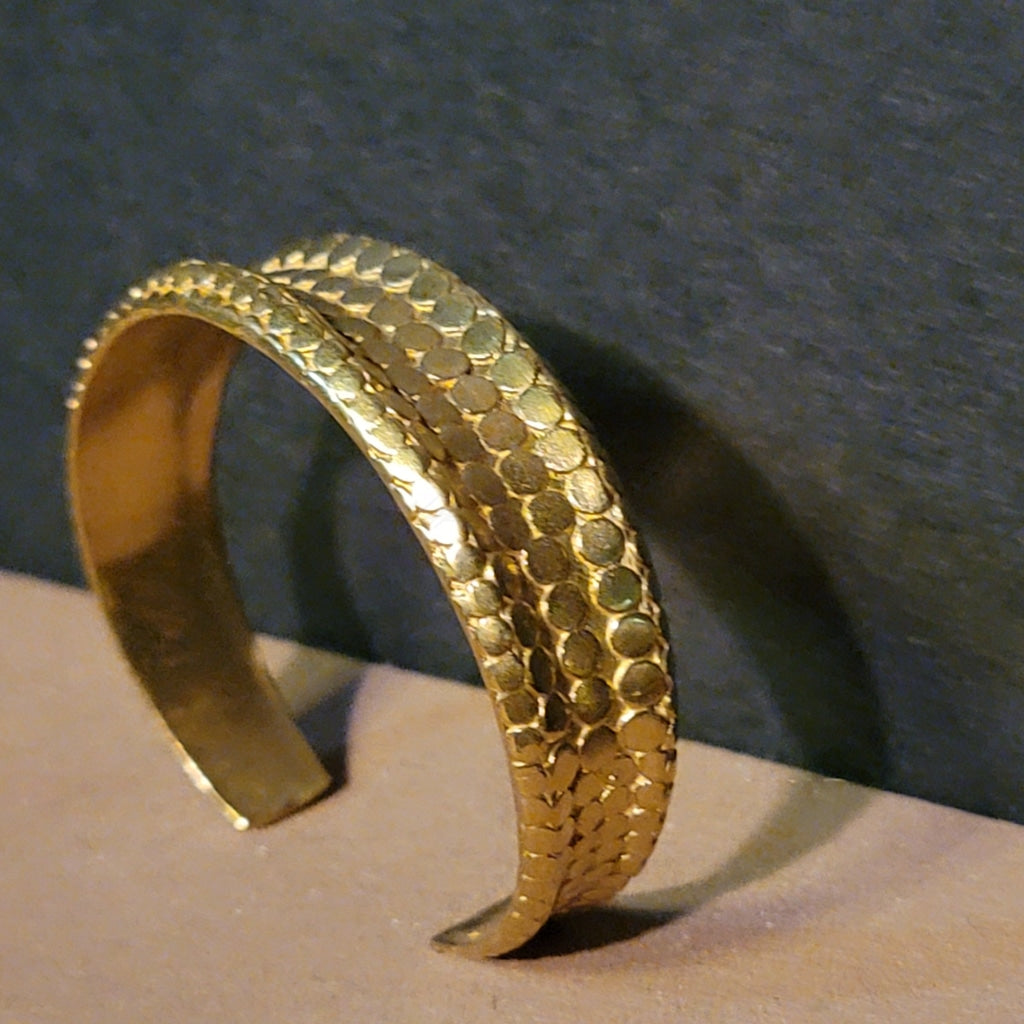 Snakeskin Wide Brass Cuff Bracelet Jewelry