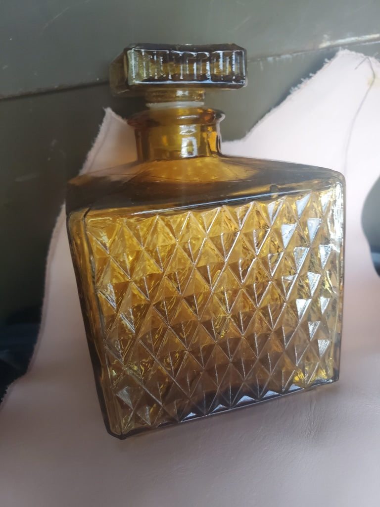 Square Vintage Amber Decanter Glassware