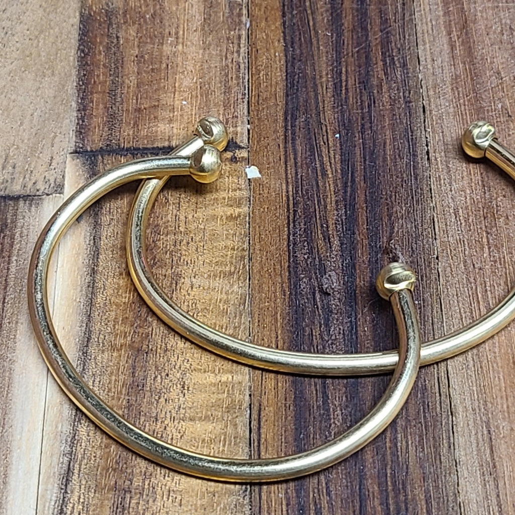Stackable Brass Cuff With Ball End Closure Jewelry Bracelet