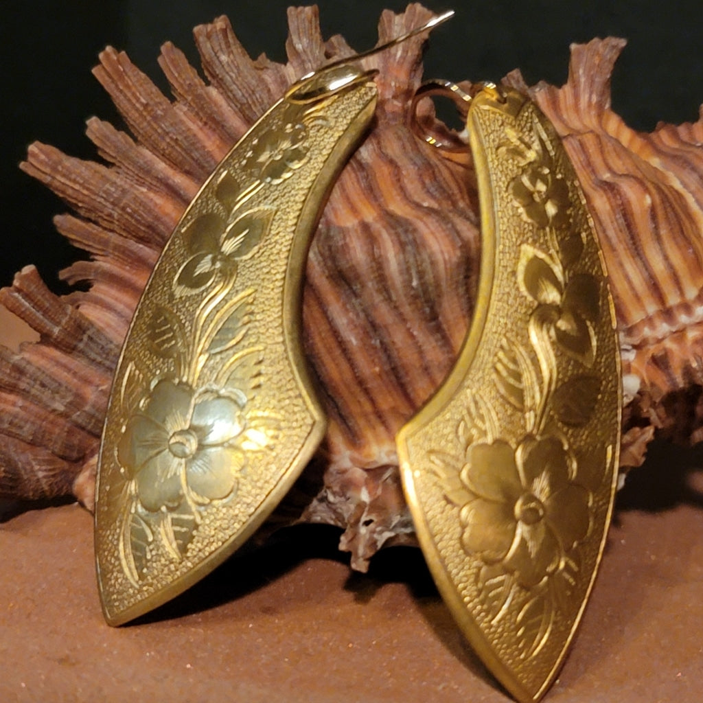 Brass Floral Flatware Drop Earrings Jewelry Earring