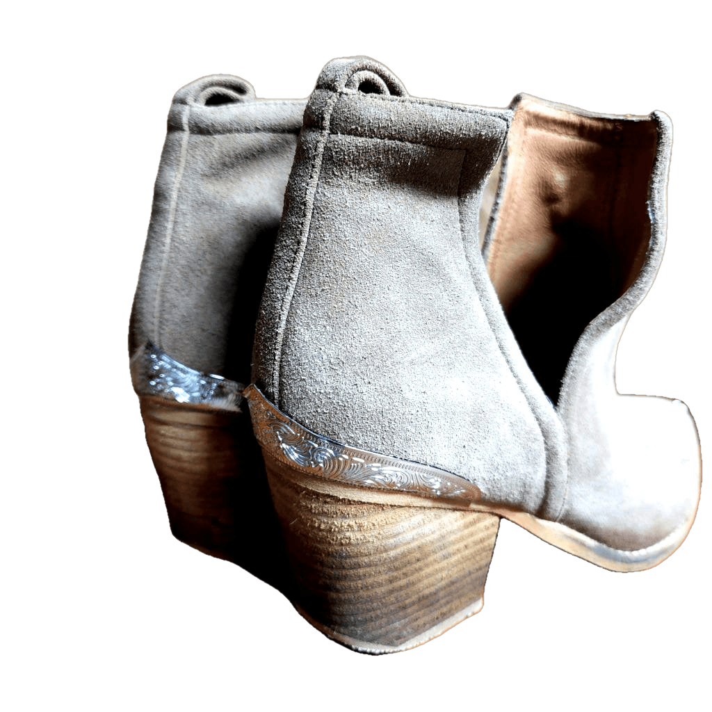 Tan/silver Jeffrey Campbell Deep Cut Ankle Western Boot W 9.5 Vintage
