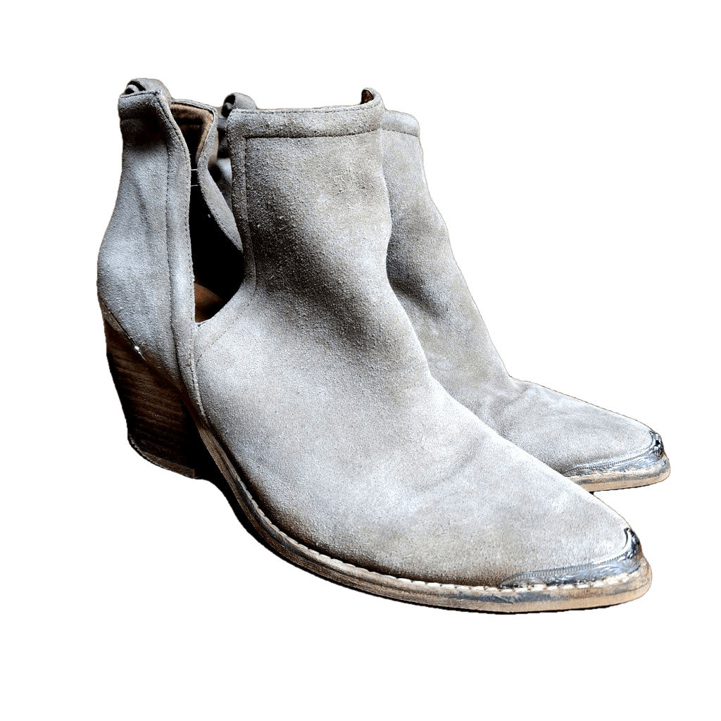 Tan/silver Jeffrey Campbell Deep Cut Ankle Western Boot W 9.5 Vintage