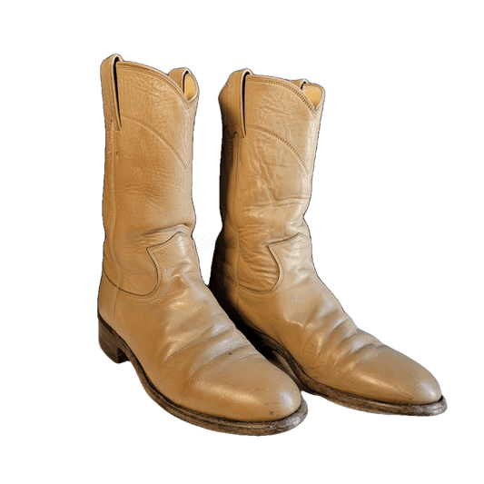 Tan Justin Western Pull On Roper Boots - M 6 / W 7.5 Vintage Boot