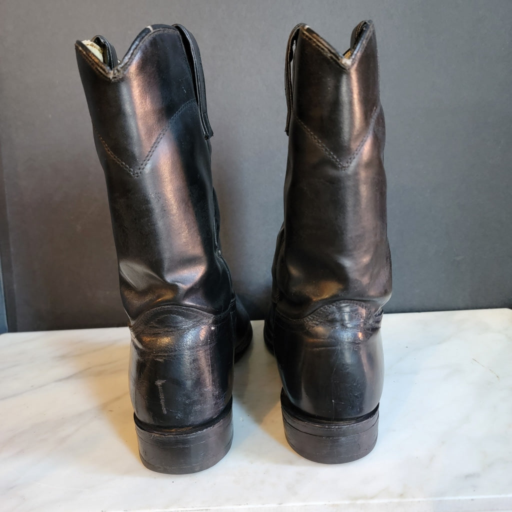 Texas Boot Co. Super Black Vintage Roper Boots - M 9.5 / W 11 Western
