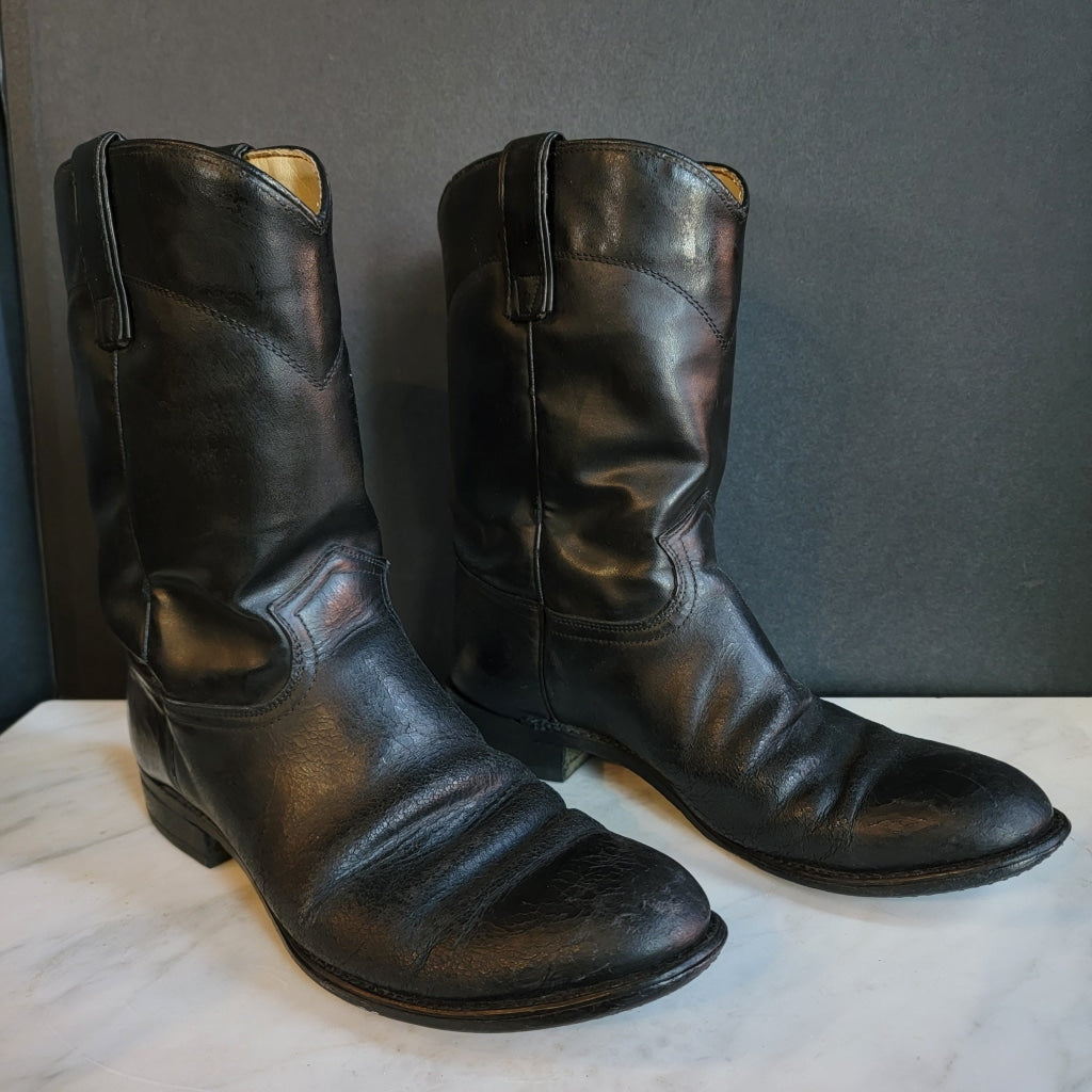Texas Boot Co. Super Black Vintage Roper Boots - M 9.5 / W 11 Western