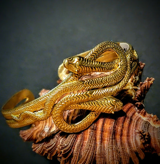 The Serpent Raw Brass Cuff Jewelry Bracelet