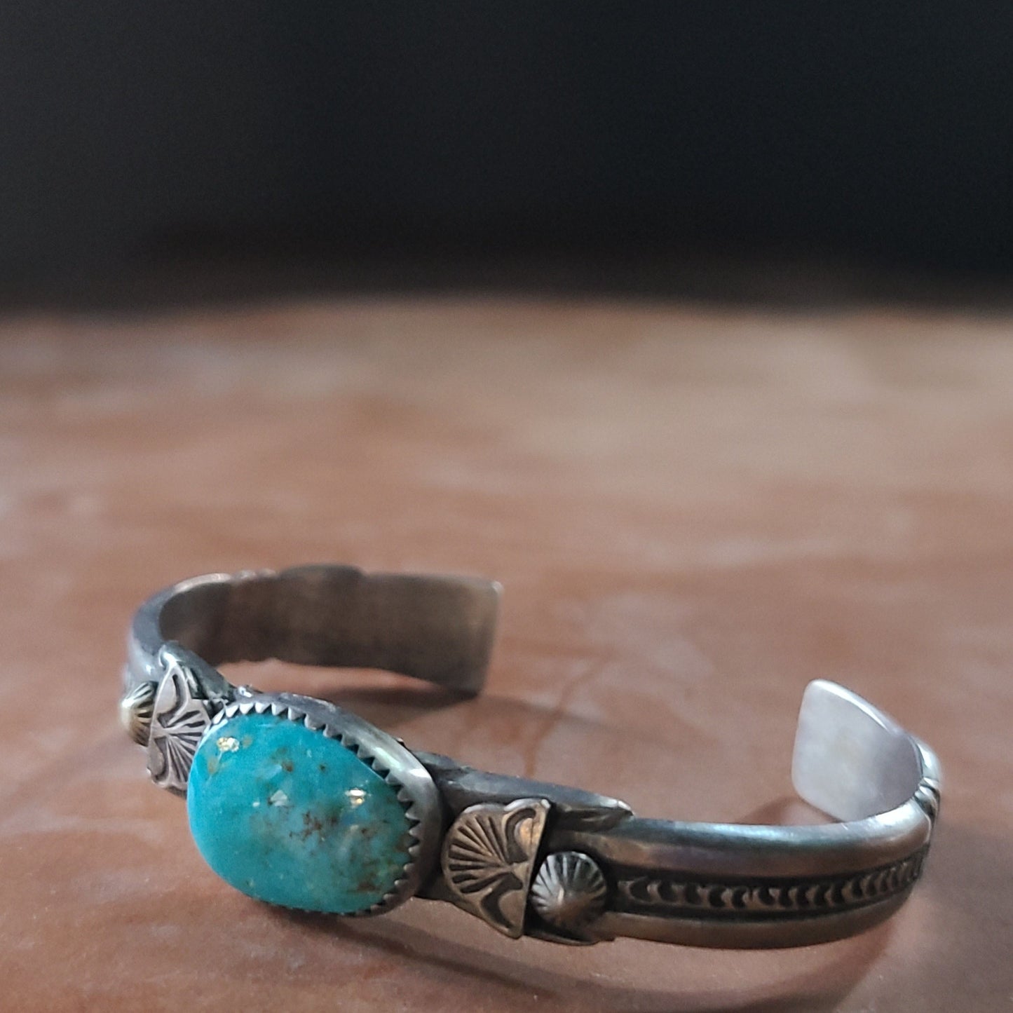 Sterling Silver Turquoise Cuff Handmade and Signed by Navajo Artist Don Platero