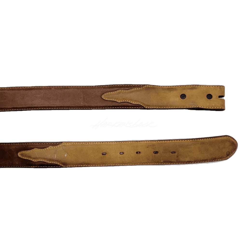 Two Tone Leather Belt With Western Stitching Vintage