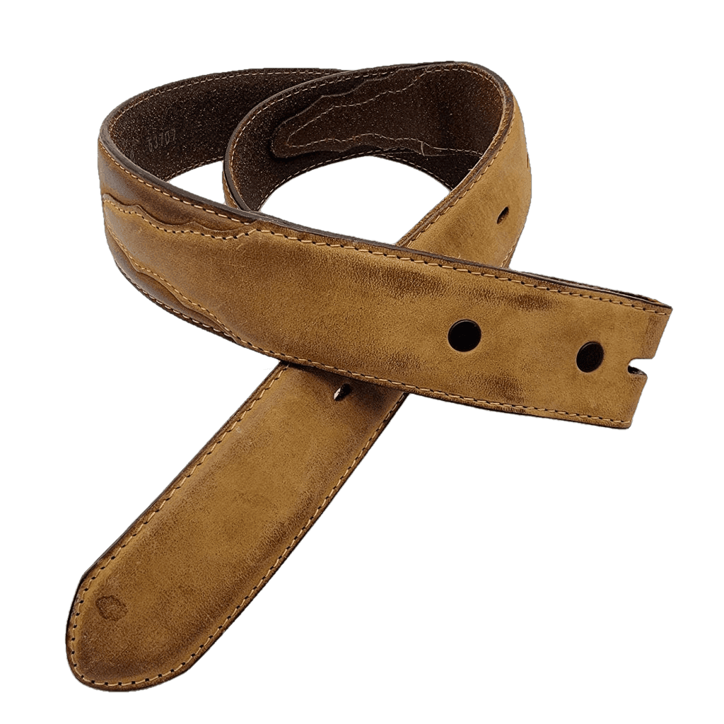 Two Tone Leather Belt With Western Stitching Vintage