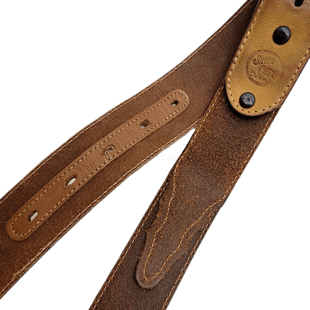 Two Tone Leather Belt With Western Stitching Vintage