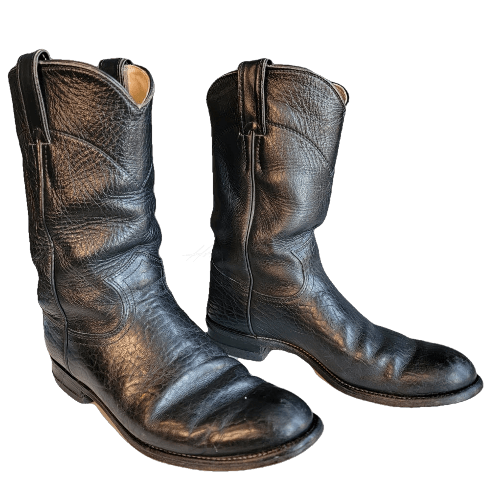 Vintage Black Justin Textured Western Boots M 6.5 W 8