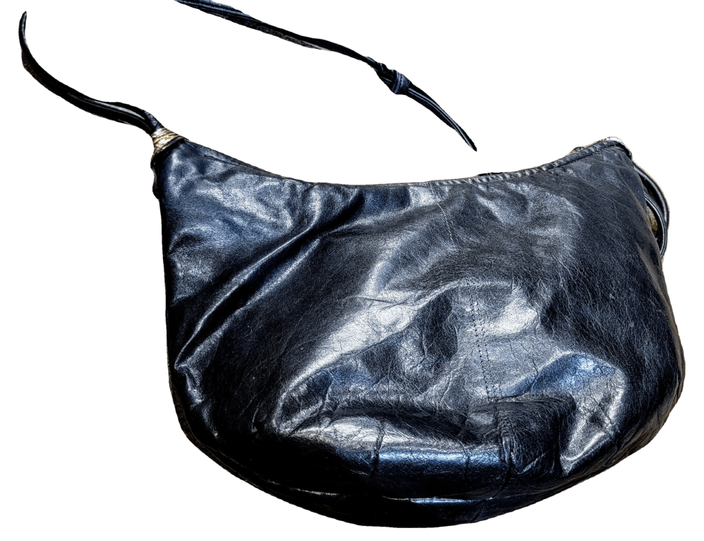 Vintage Black Leather Sling Should Bag