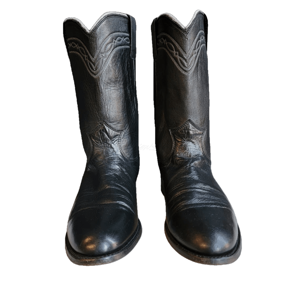 Vintage Black With White Stitching Justin Western Boots - M 7.5 W 10 Boot