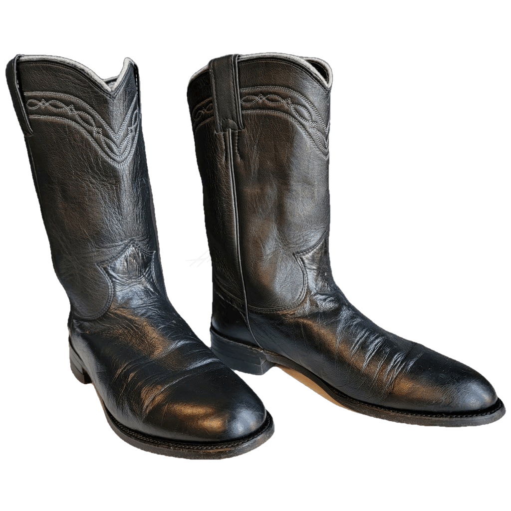 Vintage Black with White Stitching Justin Western Boots M 7.5