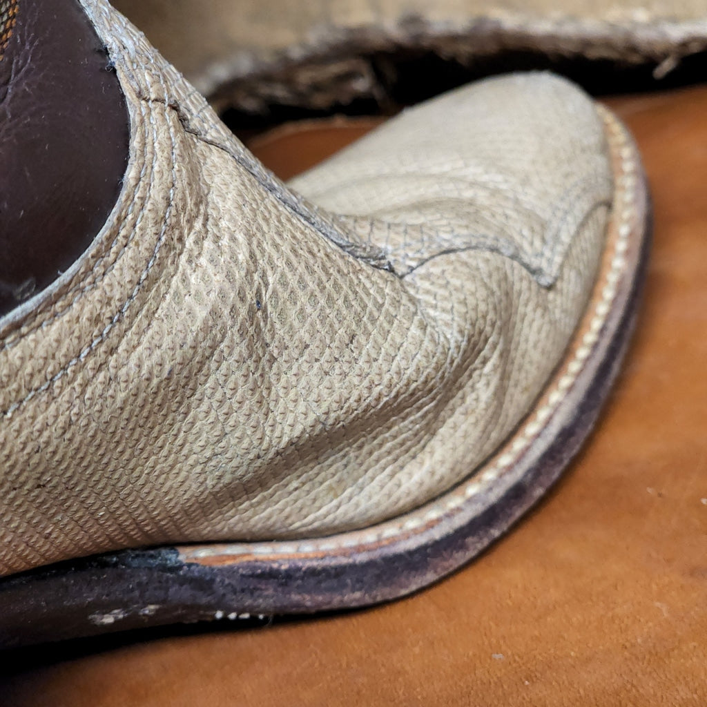 Pu113 Tan/brown Snakeskin Dan Post Western Boots W 5 Vintage Boot