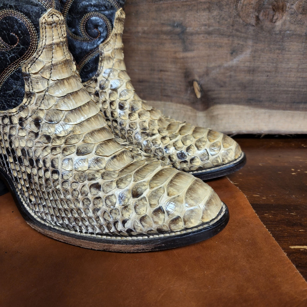 Xx P00025 Brown Snakeskin Laredo Western Boots M 7.5 Vintage Boot