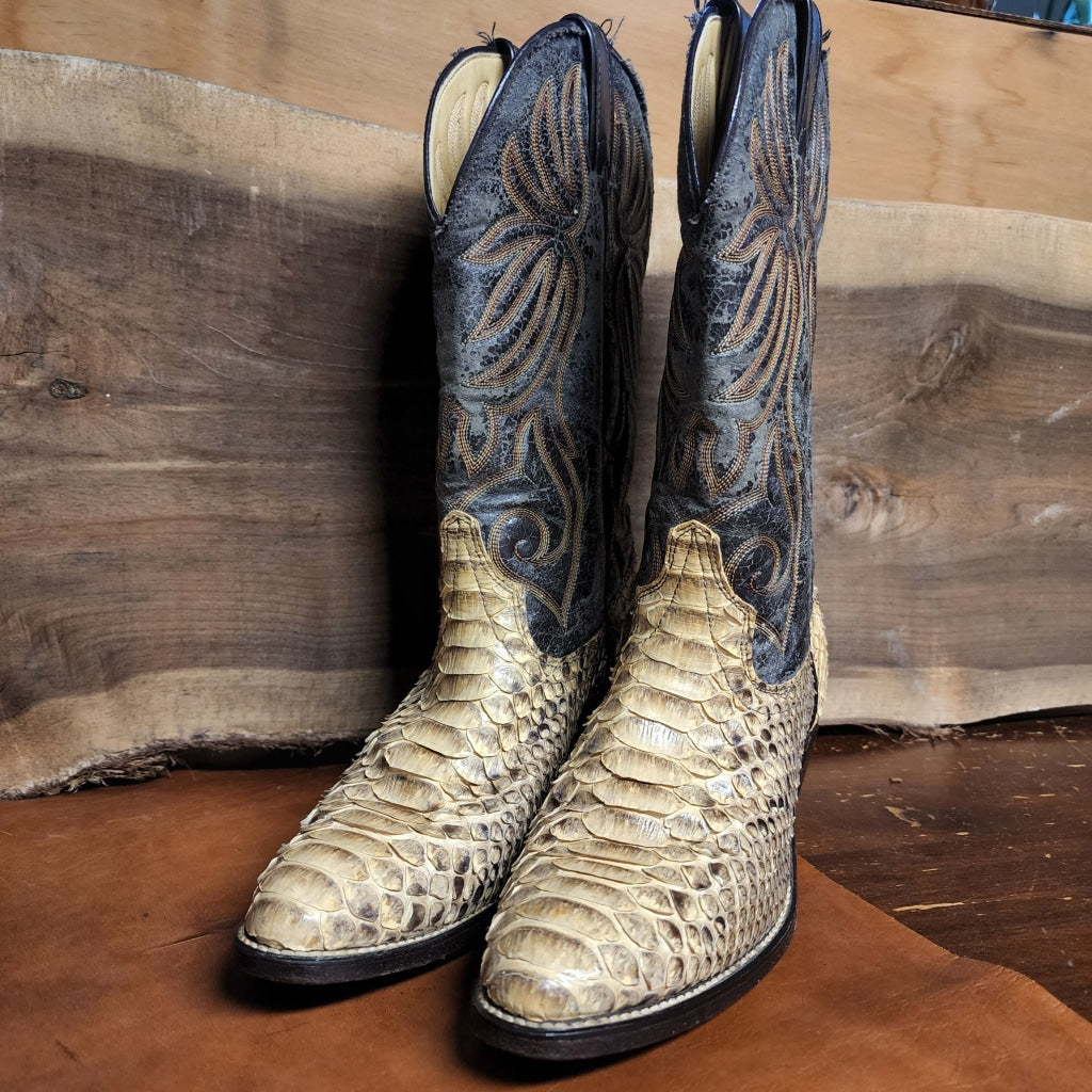 Xx P00025 Brown Snakeskin Laredo Western Boots M 7.5 Vintage Boot