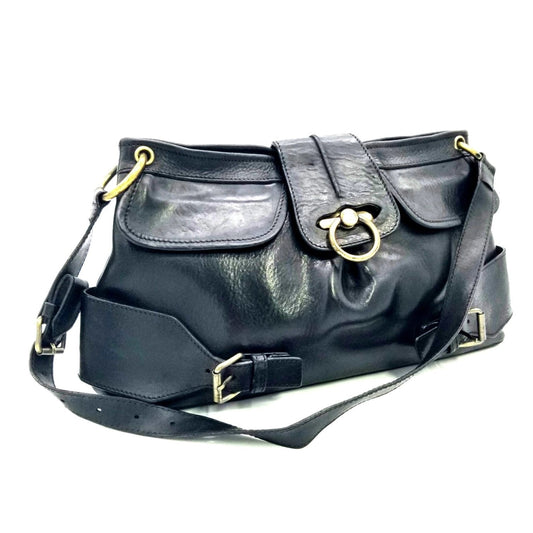 Vintage Burberry Handbag - Black Leather Shoulder Bag