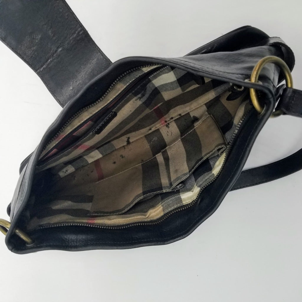 BURBERRY Bridle Lynher Calfskin Leather Tote Shoulder Bag Black