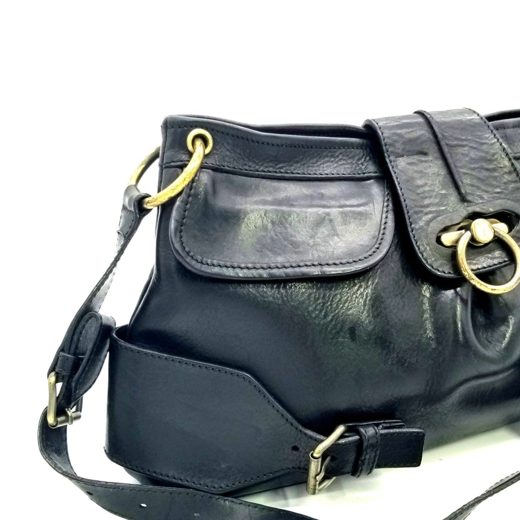 Vintage Burberry Handbag - Black Leather Shoulder Bag