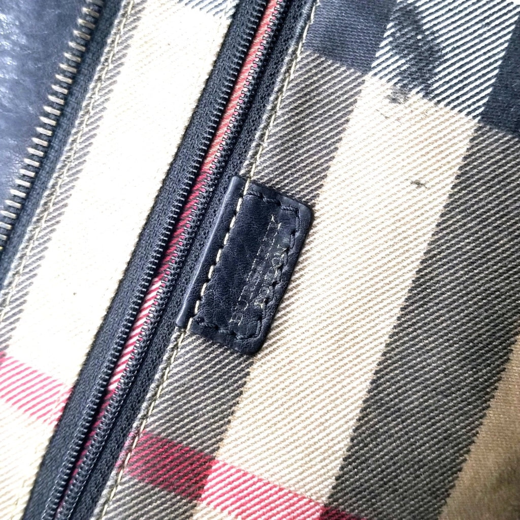 Vintage Burberry Handbag - Black Leather Shoulder Bag