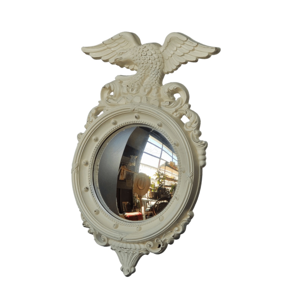 Vintage Convex Eagle Mirror Antique White Furniture