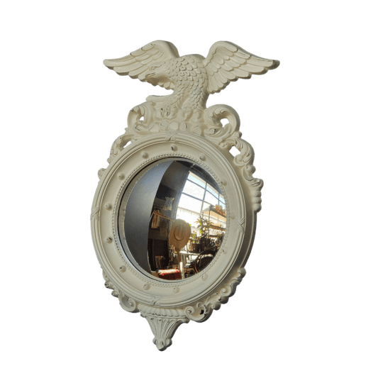 Vintage Convex Eagle Mirror Antique White Furniture