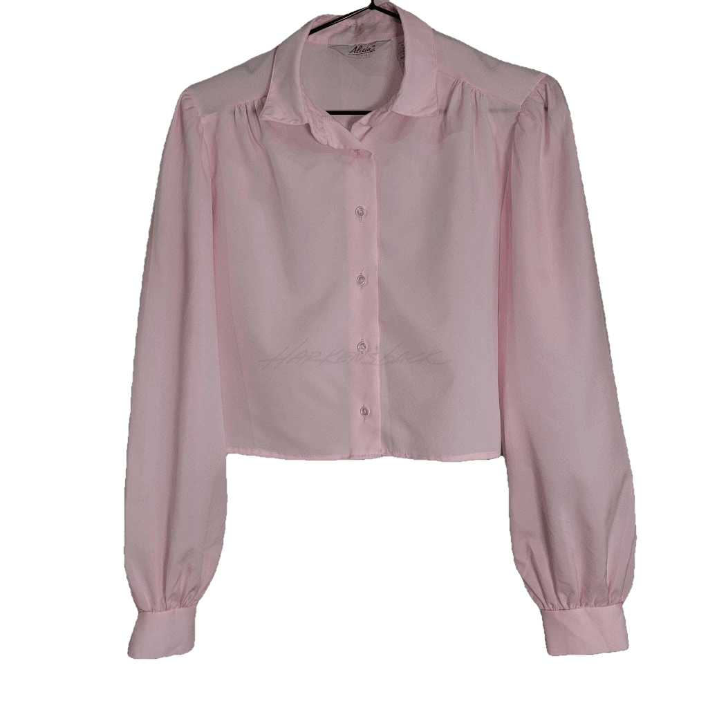 Vintage Cropped Blouse - Pink Apparel Top