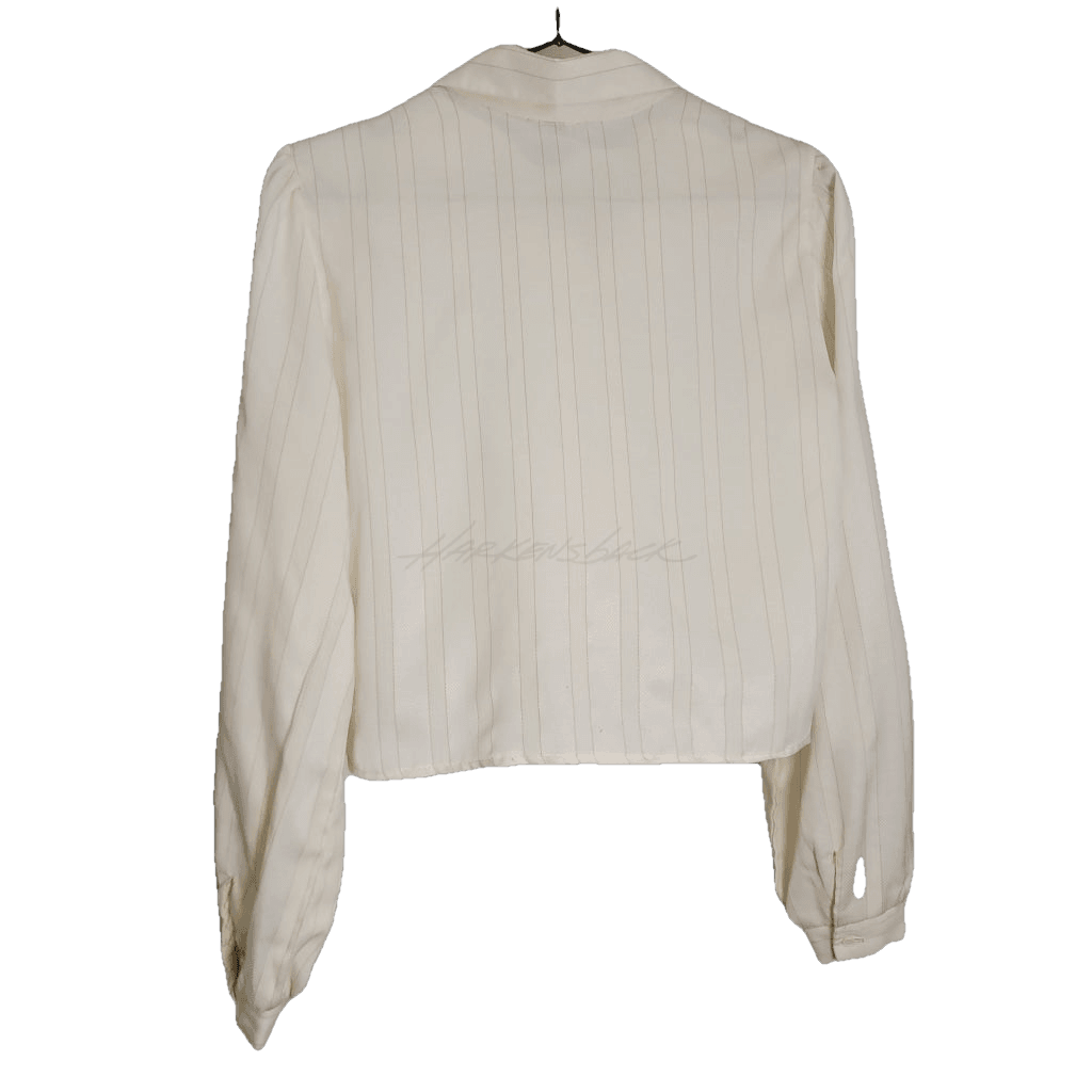 Vintage Cropped Blouse - Ivory Texture Stripe Apparel Top