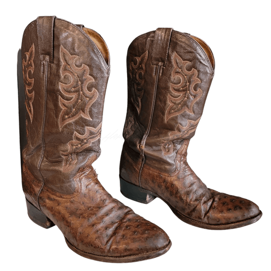 Vintage Dark Brown Ostrich Quill Circle G Western Boots - M 10 / W 11.5 Boot