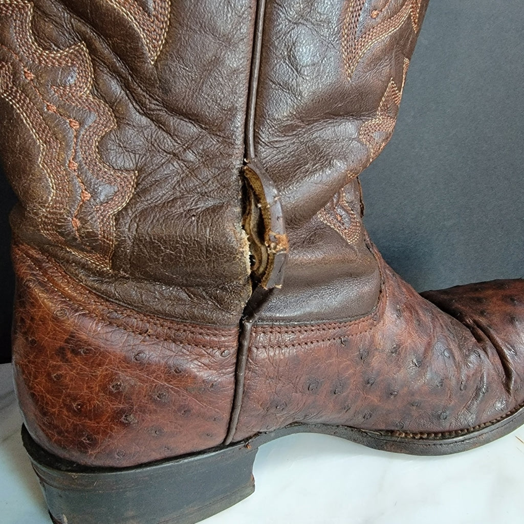 Vintage Dark Brown Ostrich Quill Circle G Western Boots - M 10 / W 11.5 Boot