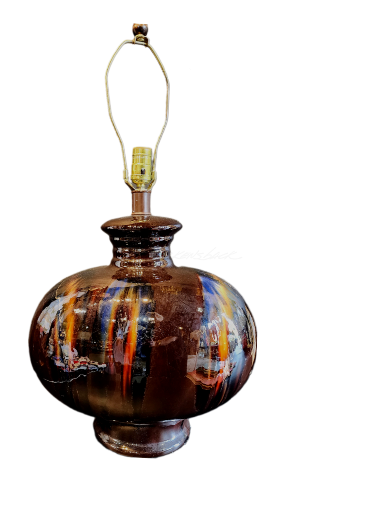 Vintage Dripware Brown Glazed Ceramic Table Lamp Lighting