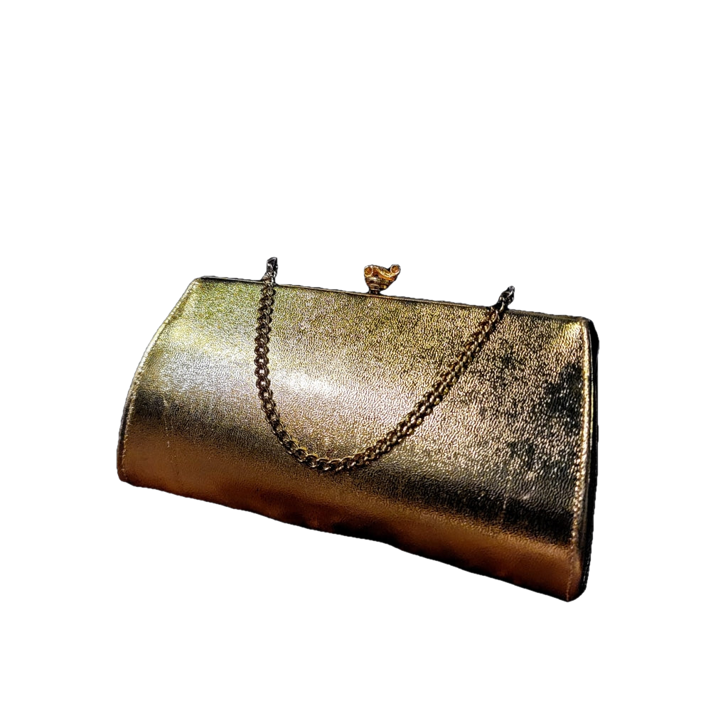 Vintage Gold Clutch Evening Baguette Style Bag
