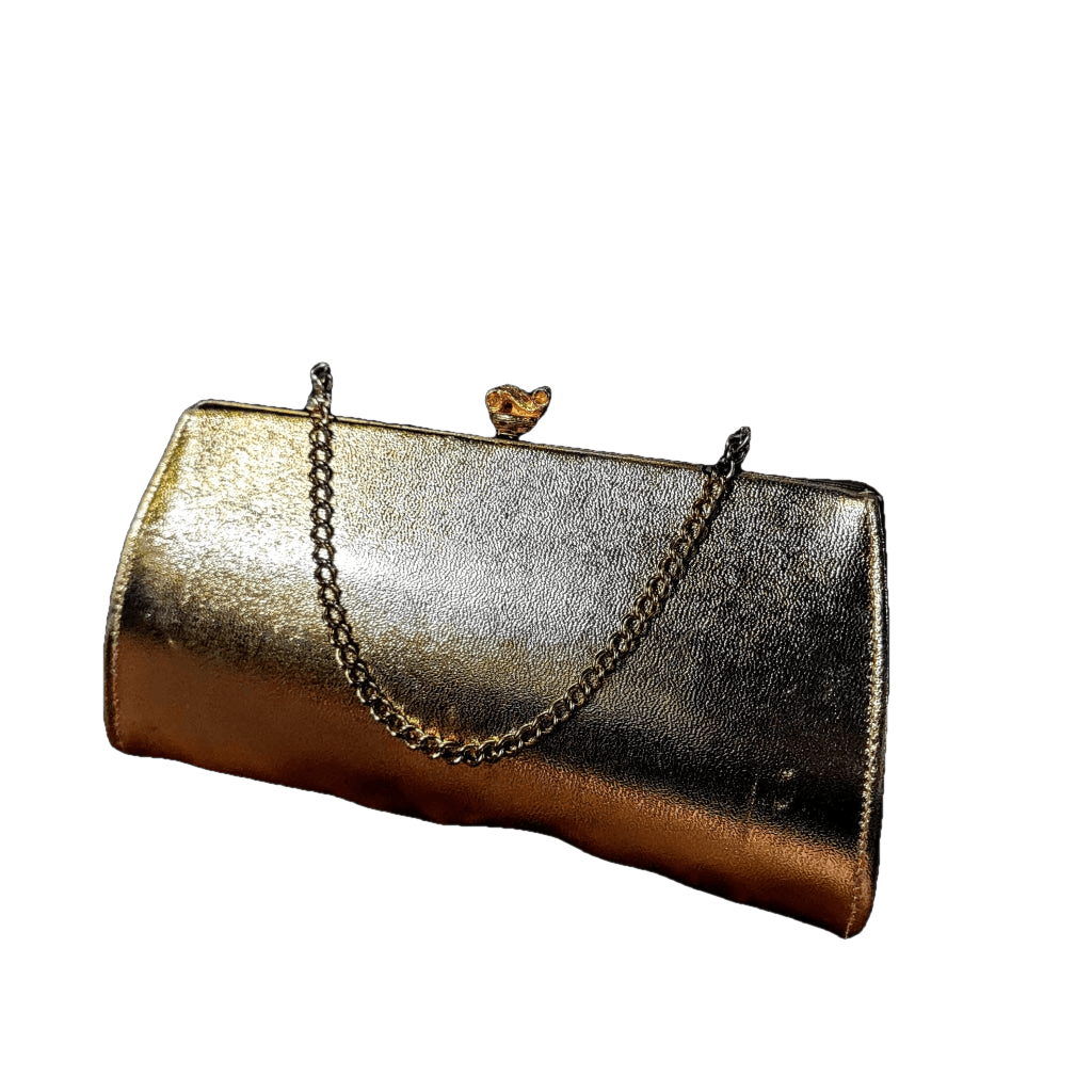 Vintage Gold Clutch Evening Baguette Style Bag