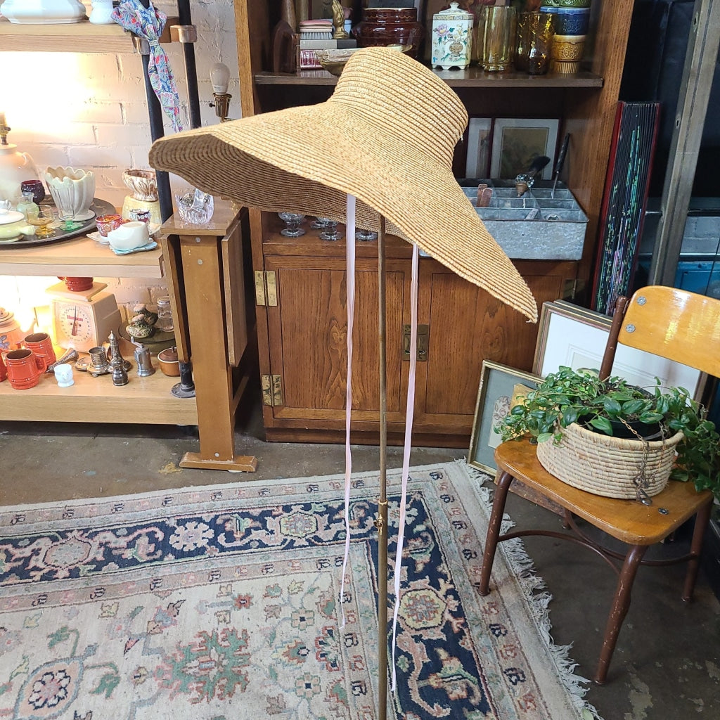 Vintage Hats - French Straw Floppy Hat With Ties