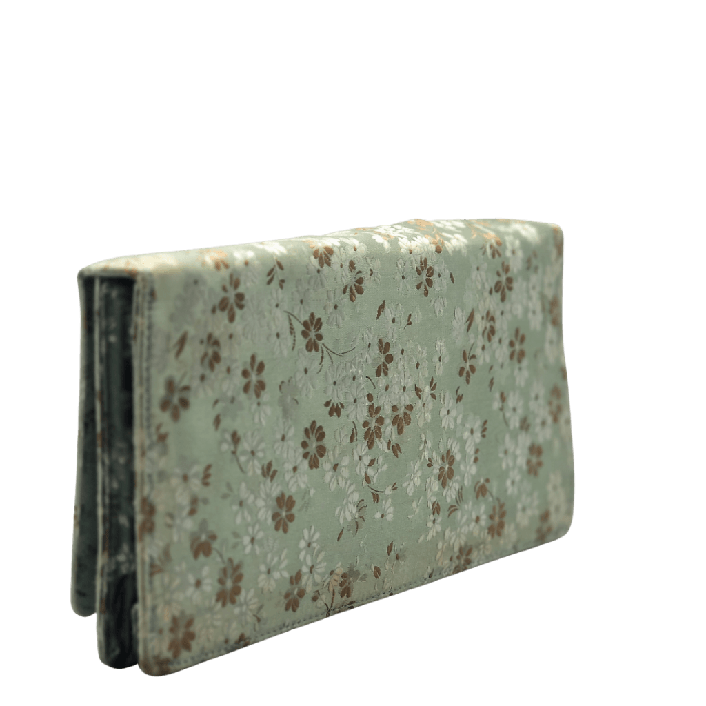 Vintage Hong Kong Green Floral Clutch Bag