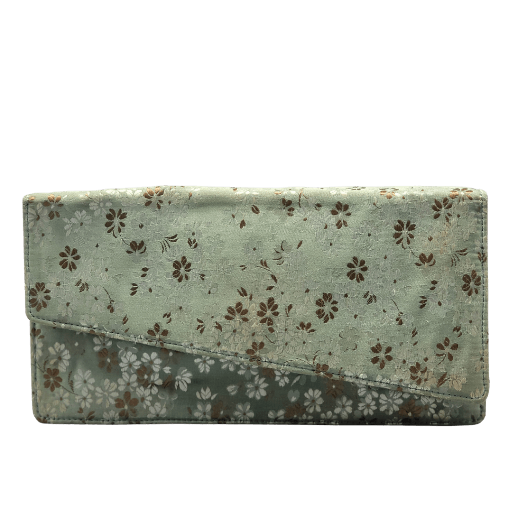 Vintage Hong Kong Green Floral Clutch Bag