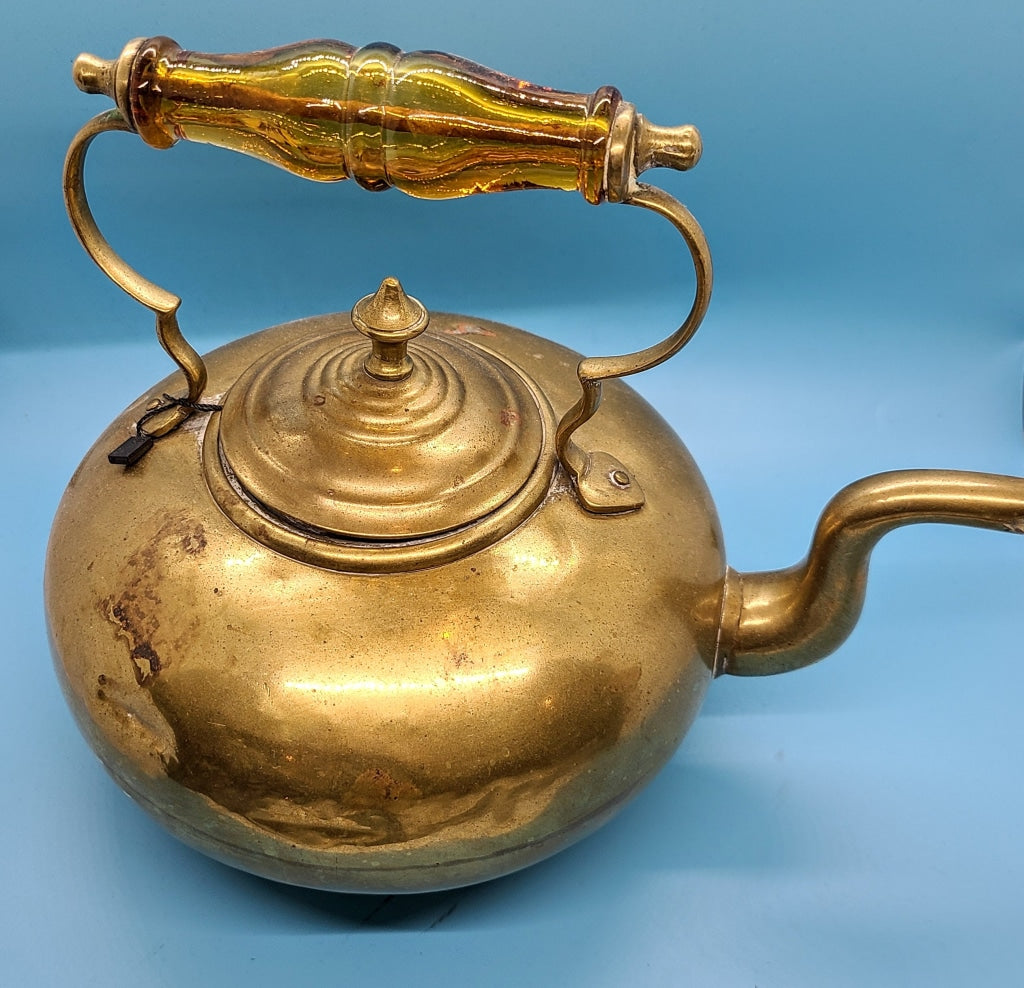 Vintage James Clews Brass Teapot Mcm Decor