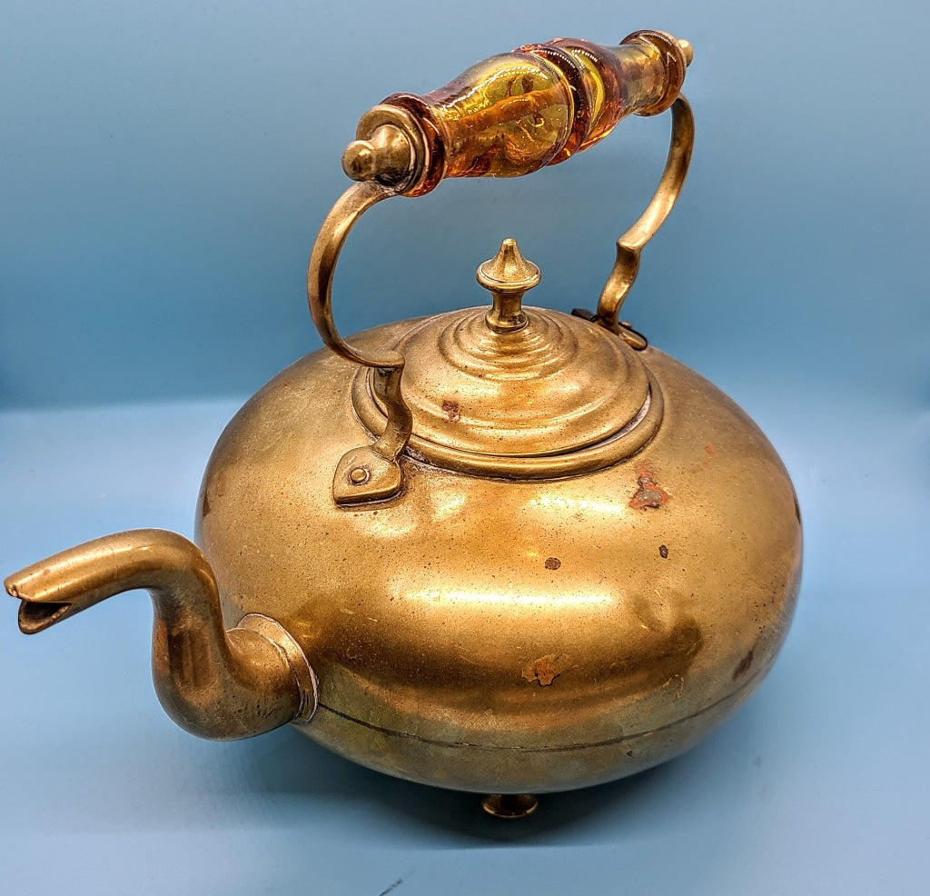 Vintage James Clews Brass Teapot Mcm Decor