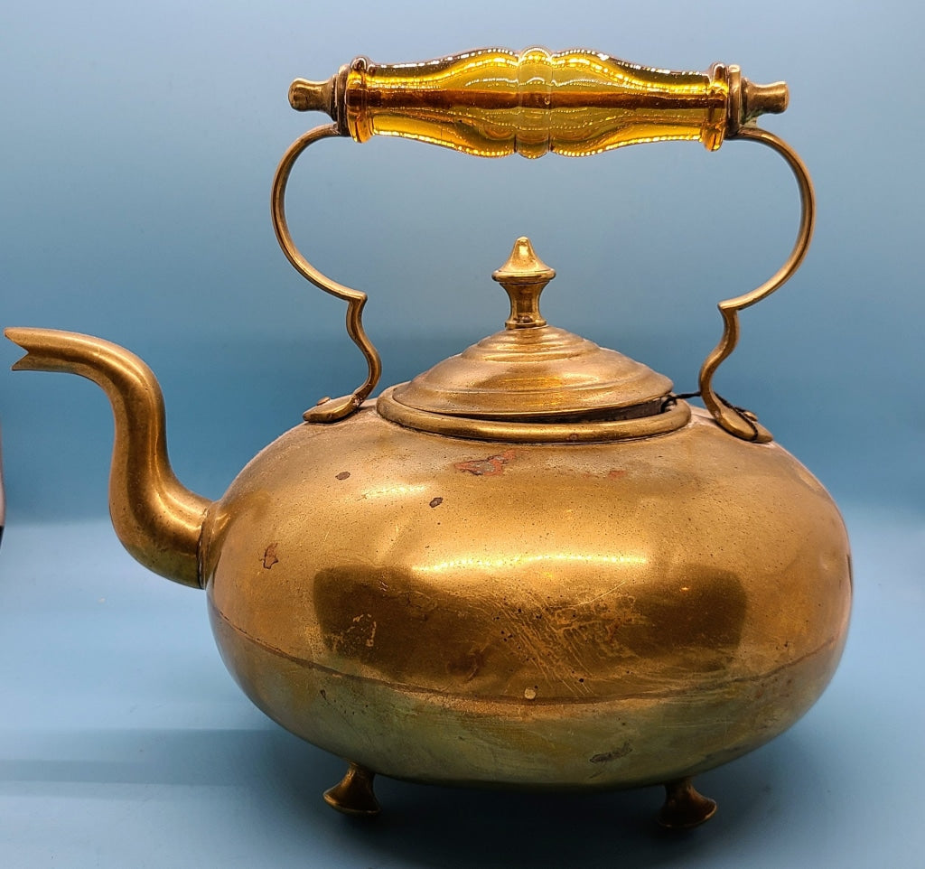 Vintage James Clews Brass Teapot Mcm Decor