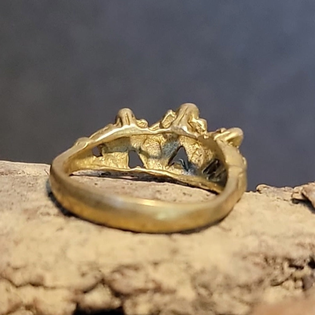 Vintage Leaf Crown Brass Ring Jewelry