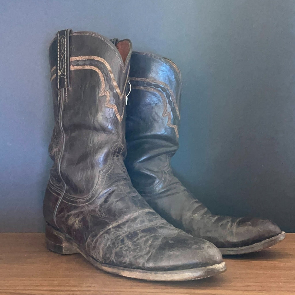 Vintage Lucchese 2000 Brown Boots Size M 9D W 10-10.5 Western Boot