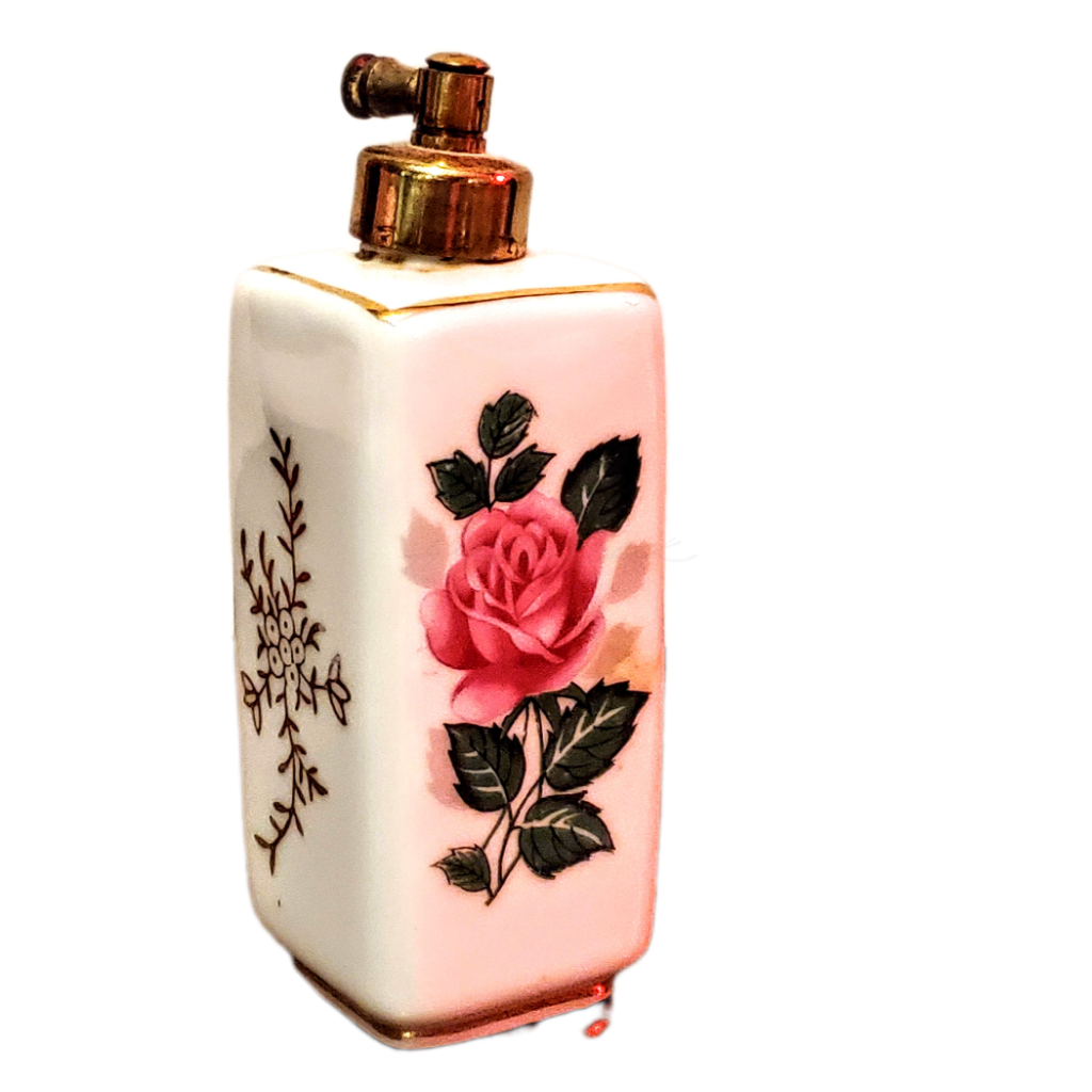 Vintage Porcelain Floral Perfume Spray Atomizer Pottery