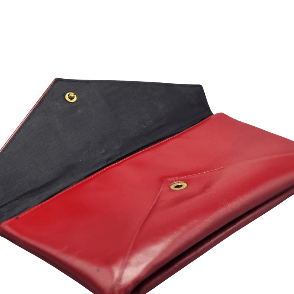 Vintage Red Leather Clutch Bag