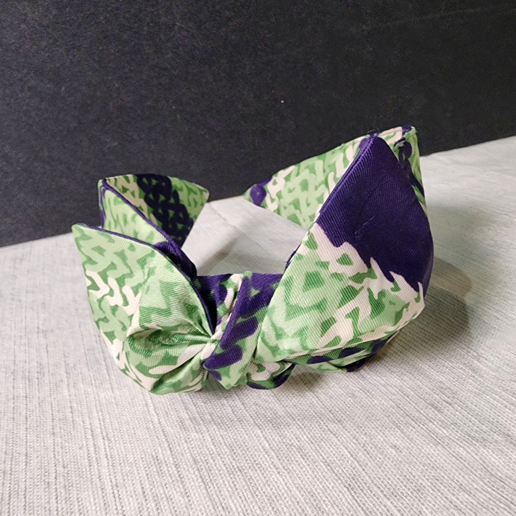 Vintage Scarf Headband - Top Knot Turban Bow Made From Scarves
