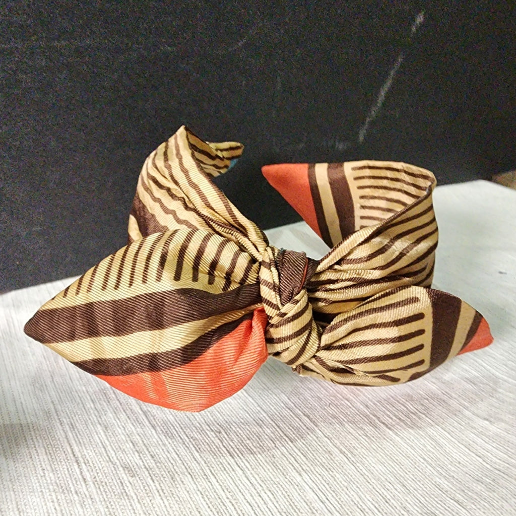 Vintage Scarf Headband - Top Knot Turban Bow Made From Scarves