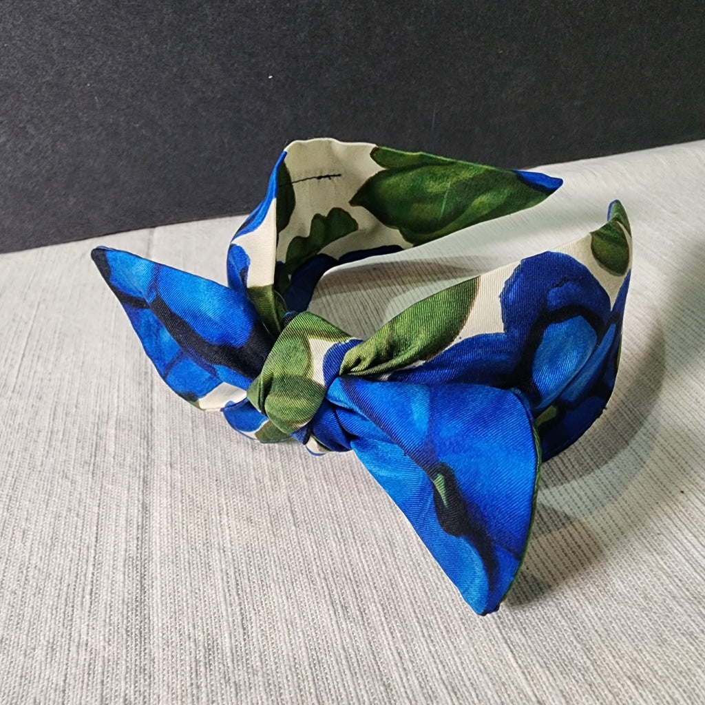 Vintage Scarf Headband - Top Knot Turban Bow Made From Scarves