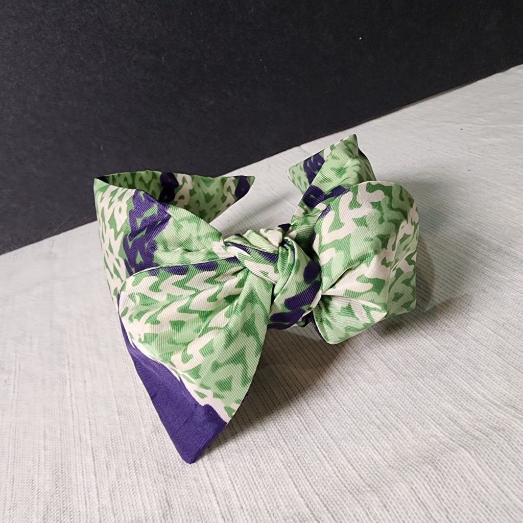 Vintage Scarf Headband - Top Knot Turban Bow Made From Scarves