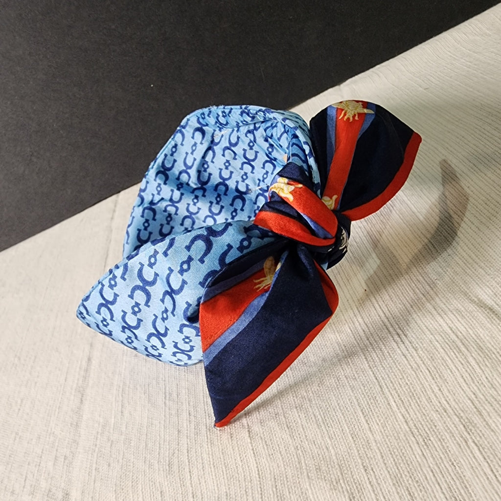 Vintage Scarf Headband - Top Knot Turban Bow Made From Scarves