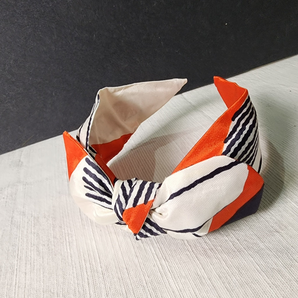 Vintage Scarf Headband - Top Knot Turban Bow Made From Scarves